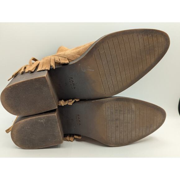 Trafaluc by Zara | Suede Fringed Ankle Boots | Size 41 (US W10.5) - Picture 9 of 12